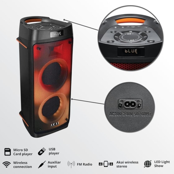 Party Speaker Akai Party Box 810 50W Karaoke - Μαύρο image 10