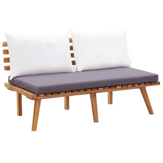 Παγκάκι Κήπου VidaXL με Μαξιλάρια από Μασίφ Ξύλο Ακακίας 115x65x55 cm - Γκρι/Λευκό image 1