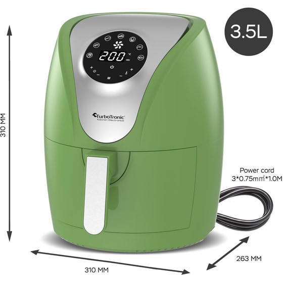 TURBOTRONIC TT-AF9D DIGITAL 1200 W 3.5 L Πράσινο Φριτέζα Αέρος image 5