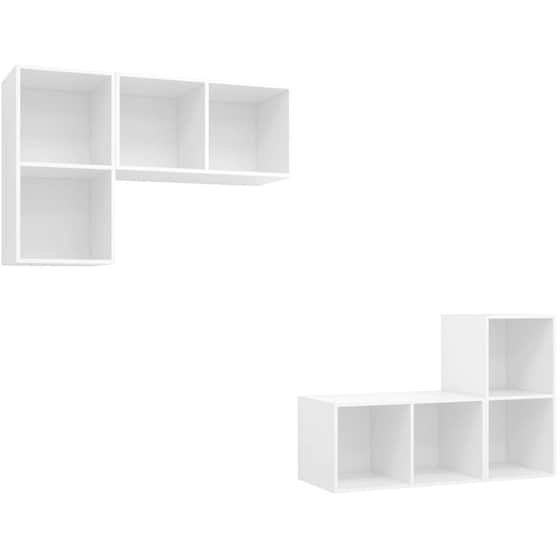 Έπιπλο Τηλεόρασης VidaXL από Μοριοσανίδα 4 Τμχ 37x37x72cm - Λευκό image 0