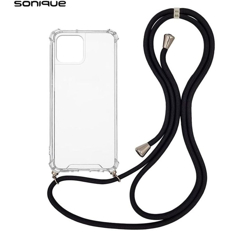 Θήκη Apple iPhone 15 - Sonique Armor Clear Με Κορδόνι - Μαύρο