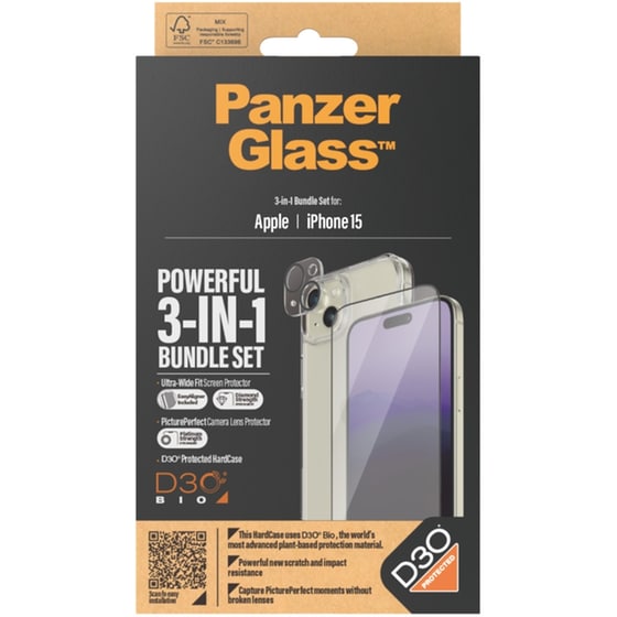 Θήκη & Προστασία Οθόνης / Καμερών Apple iPhone 15 - PanzerGlass Bundle Hardcase with D30 - Διάφανο image 2