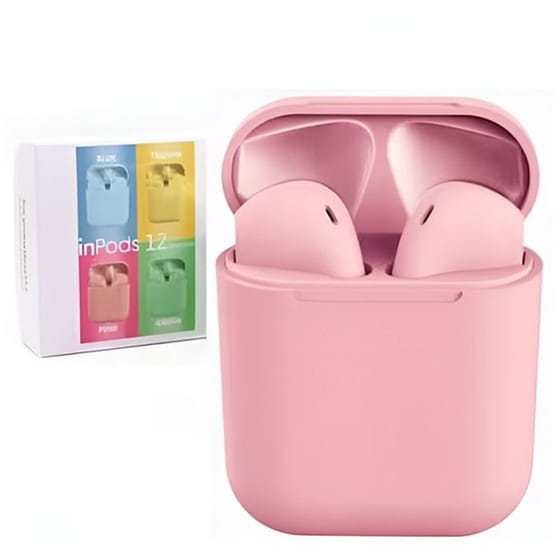 Ακουστικά Bluetooth Handsfree i12 TWS - Ροζ image 1