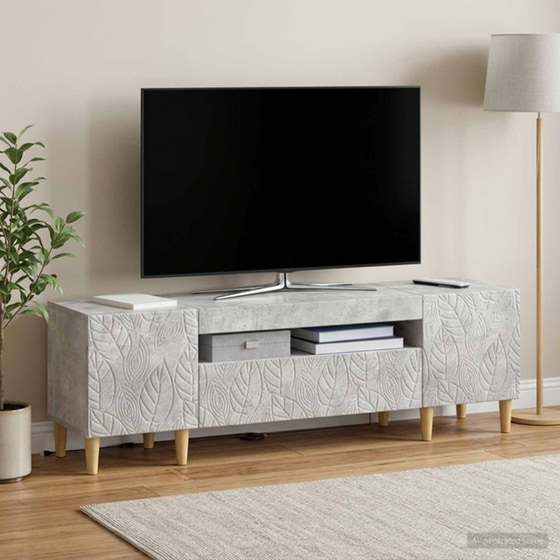 Έπιπλο Τηλεόρασης με LED VidaXL από Επεξεργασμένο Ξύλο - Γκρι Σκυροδέματος image 2