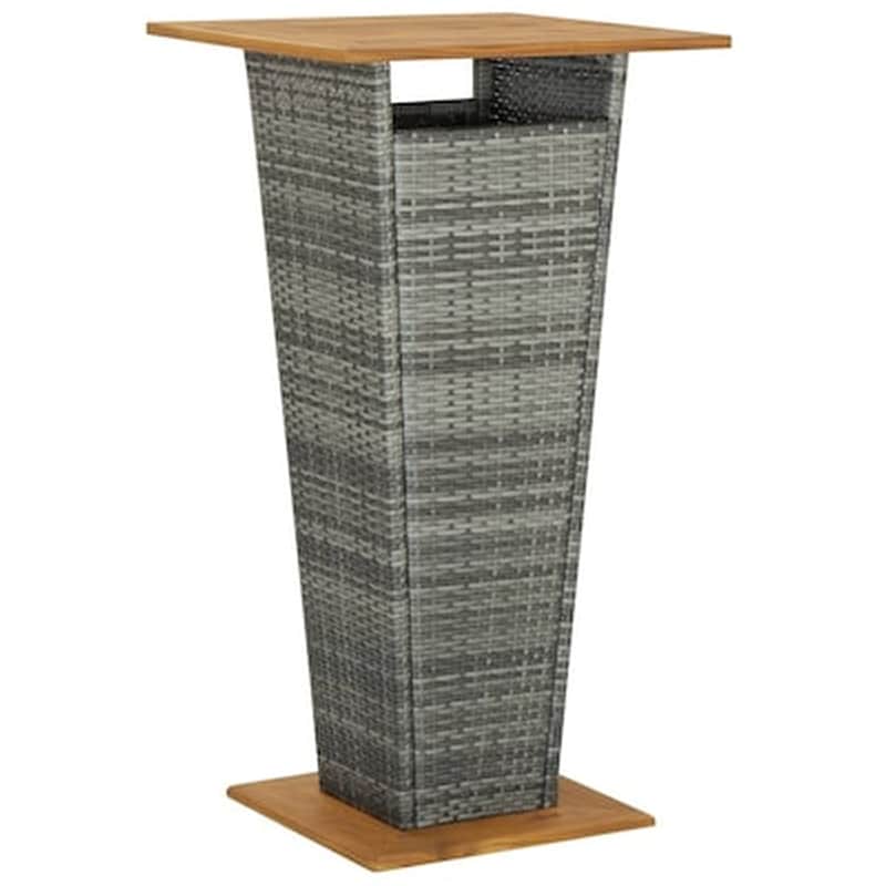 Vidaxl Τραπέζι Μπαρ Γκρι 60x60x110 Εκ. Συνθετικό Ρατάν / Ξύλο Ακακίας