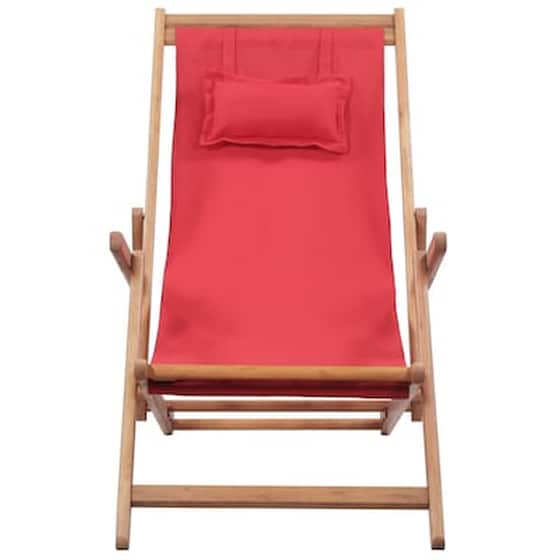 Σεζλόνγκ VidaXL Πτυσσόμενη από Ξύλο/Ύφασμα 112x60x95 cm - Κόκκινο image 3