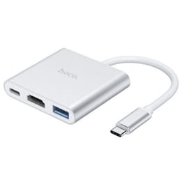 Hub Hoco Hb14 Easy Use Usb-c Με 3 Θύρες Usb 3.0, Usb-c Pd, Hdmi Ασημί