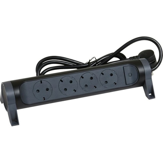 Πολύπριζο Legrand με Διακόπτη 4 θέσεων 1.5m - Black/Grey image 2