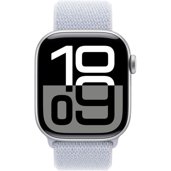 Apple Watch Series 10 GPS + Cellular 42mm Silver Aluminum Case with Blue Cloud Sport Loop image 1