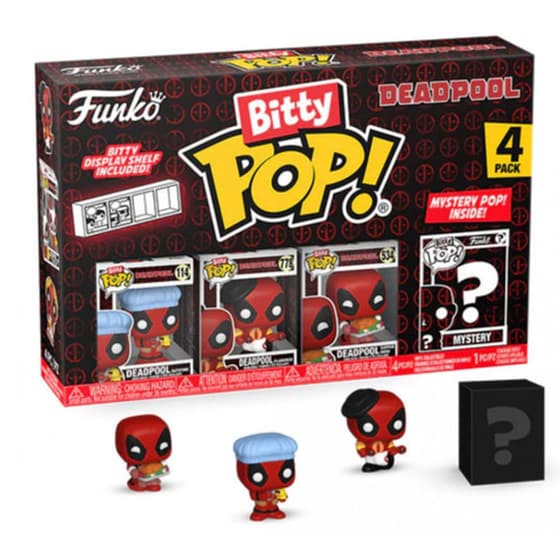 Funko Bitty Pop! Marvel - Deadpool (Bathtime)/Deadpool (Flamenco)/Deadpool (Supper Hero)/Mystery 4-pack image 0
