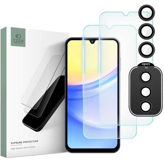Προστατευτικό οθόνης / καμερών Samsung Galaxy A15 - Tech-protect Supreme Set Tempered Glass 9h image 0