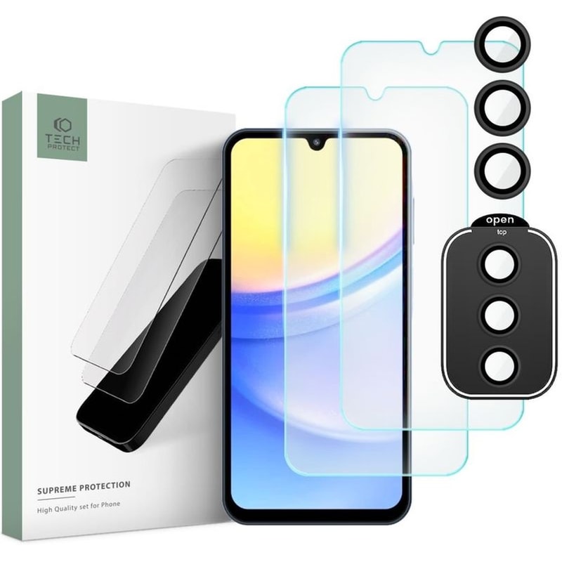 Προστατευτικό οθόνης / καμερών Samsung Galaxy A15 - Tech-protect Supreme Set Tempered Glass 9h