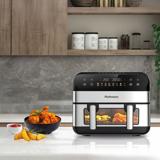 ROHNSON R-2894 με Αποσπώμενο Κάδο 10.4 L Inox Φριτέζα Αέρος image 9