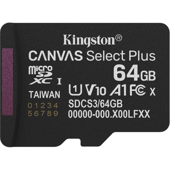 Kingston Canvas Select Plus Gen3 microSDXC 64GB Class 10 U1 V10 UHS-I χωρίς αντάπτορα image 0