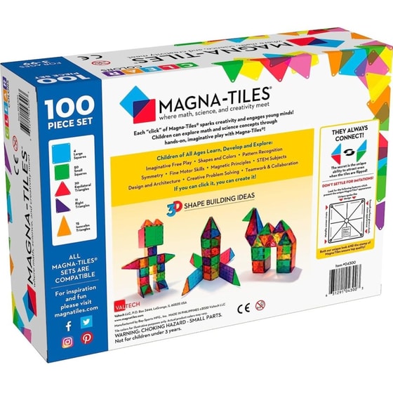 Magna-Tiles® Clear Colors Μαγνητικό Παιχνίδι Κατασκευών - 100 Κομμάτια (4300) image 5