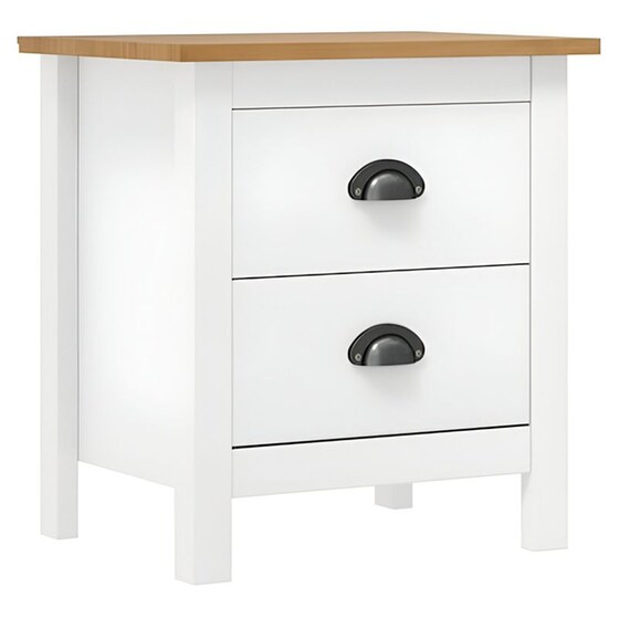 Κομοδίνο Vidaxl Από Μασίφ Ξύλο Πεύκου 46x35x49.5 cm - Λευκό image 0