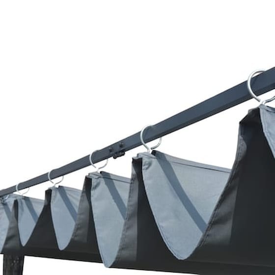 Vidaxl Κιόσκι Με Συρόμενη Οροφή Γκρι/ανθρακί 4 X 4 X 2 Μ. Συνθ. Ρατάν image 2