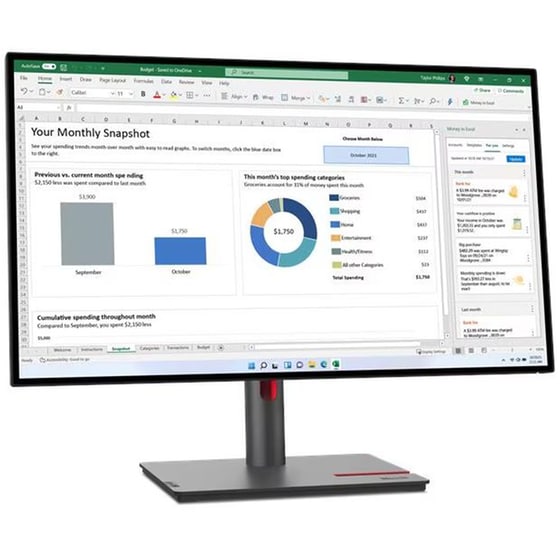 Lenovo ThinkVision P27q-30 Monitor 27" Quad HD IPS Flat 60Hz 6ms image 2