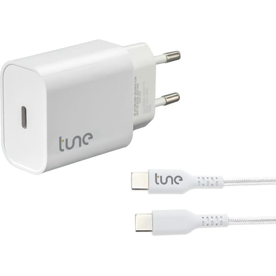 Σετ Φόρτισης Tune Turbo Pd Wall Charger 20W And Usb-C To Usb-C 1.5m - White image 1
