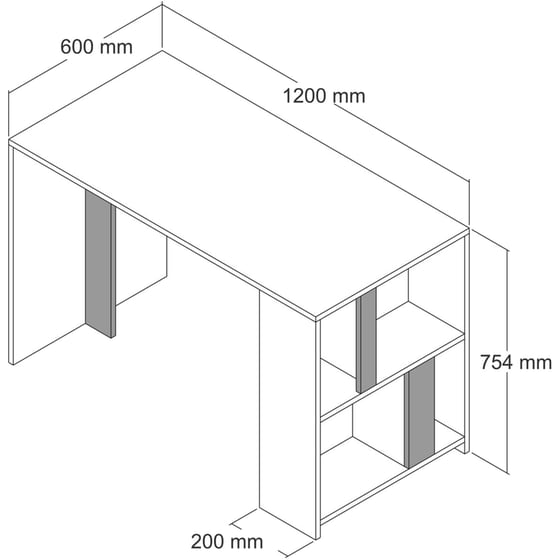 Γραφείο Βιβλιοθήκη 24Mall Londra από Μοριοσανίδα 120x60x75.4 cm - Καφέ/Μαύρο image 4