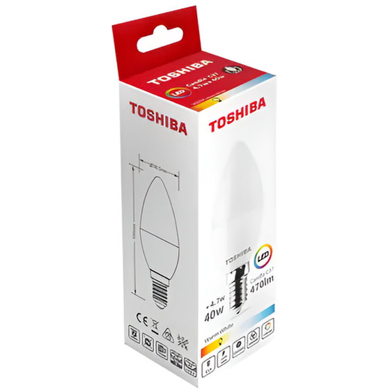 Λάμπα LED Toshiba C37 E14 4.7W 3000K - Θερμό Λευκό image 1
