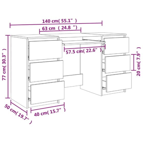 Γραφείο Υπολογιστή VidaXL από Μοριοσανίδα 140x50cm - Γκρι image 6