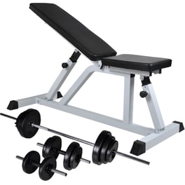 Σετ Ρυθμιζόμενος Πάγκος Γυμναστικής VidaXL 30.5kg - Μαύρος