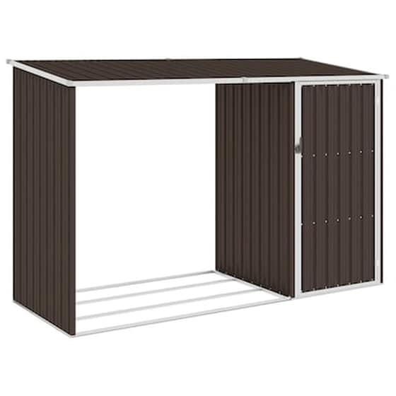 Vidaxl Υπόστεγο Ξύλων/αποθήκη Κήπου Καφέ 245x98x159 Εκ. Γαλβ. Ατσάλι image 1
