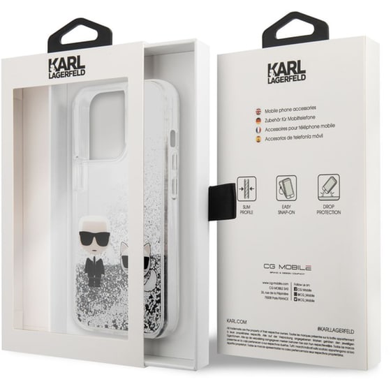 Θήκη Apple iPhone 13 Pro Max - Karl Lagerfeld Transparent Hard Case Karl+Choupette - Clear/Glitter Silver image 6