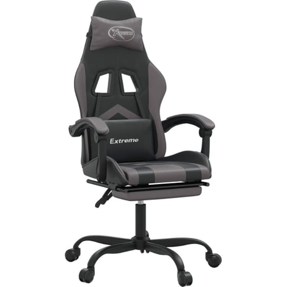 Καρέκλα Gaming VIDAXL 349607 με Υποπόδιο από Τεχνητό Δέρμα - Γκρι image 0