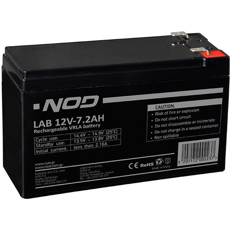 NOD Μπαταρία Μολύβδου 12V 7.2AH
