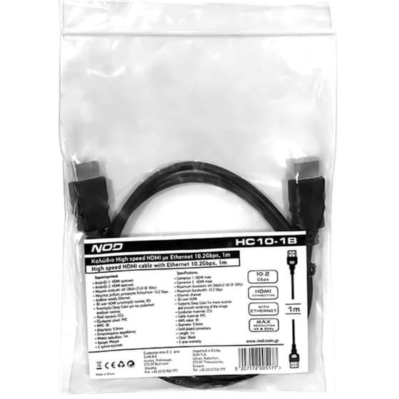 Καλώδιο HDMI NOD 2.0 Male - Male 1m - Μαύρο image 1