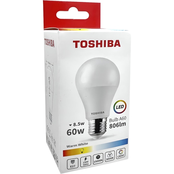 Λάμπα LED Toshiba A60 E27 8.5W 3000K - Θερμό Λευκό image 1