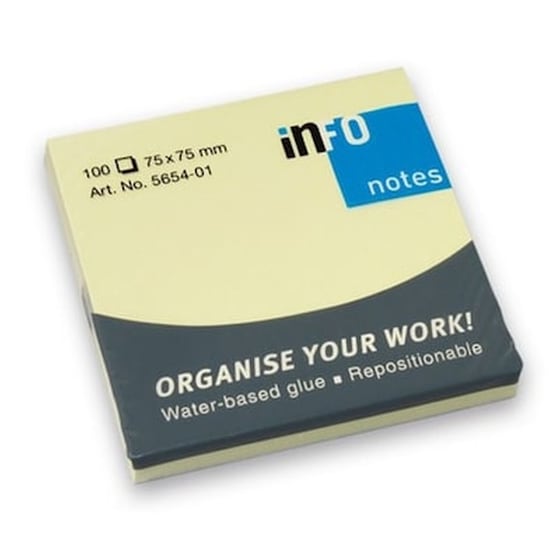 Κύβος Σημειώσεων Info Notes 75x75 mm Κίτρινο (100 Φύλλων - 1 Τεμάχιο) image 0