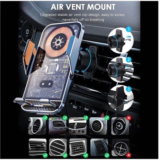 Βάση Στήριξης Αυτοκινήτου Andowl Q-WX660 Ασύρματη Φόρτιση - Μαύρο image 3