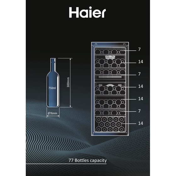 HAIER HWS77GDAU1 για 77 Μπουκάλια Μαύρο Συντηρητής Κρασιών image 11