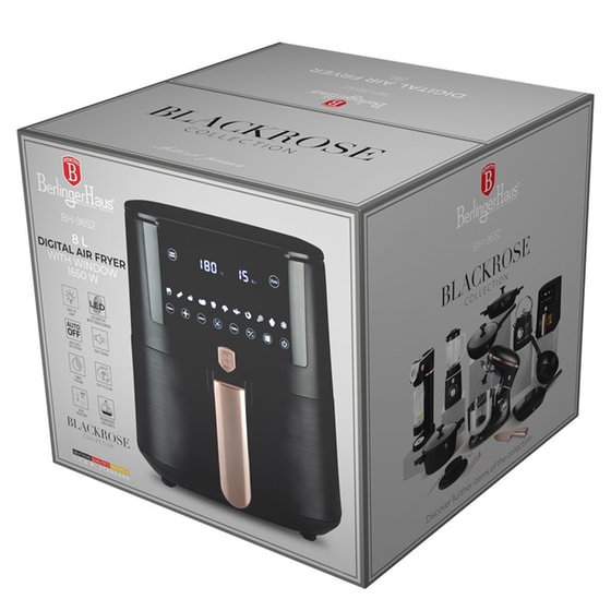 BERLINGER HAUS BH-9652 με Αποσπώμενο Κάδο 1650 W 8 L Μαύρη Φριτέζα Αέρος image 1