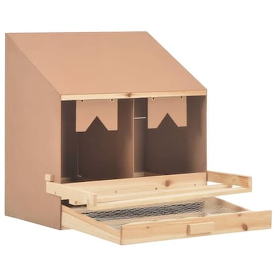 Vidaxl Φωλιά Για Κότες Με 2 Θέσεις 63x40x65 Εκ. Από Μασίφ Ξύλο Πεύκου image 5