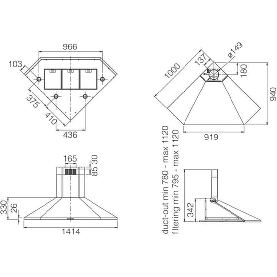 ELICA ACUTA BL/F/100 100 cm Μαύρο Καμινάδα - Τζάκι Απορροφητήρας image 4