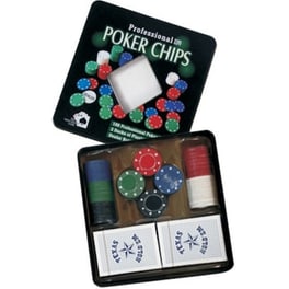 Σετ 100 Μαρκες Ποκερ Τυπου Καζινο O38/4gr Και 2 Τραπουλες Σε Μεταλλικο Κουτι