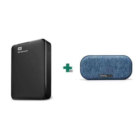 Εξωτερικός σκληρός δίσκος WD Elements Portable 1ΤΒ 2.5" USB 3.0 Μαύρο & Ασύρματο Ηχείο Crystal Audio 5W Μπλε image 0
