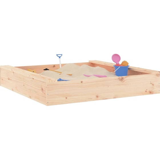 VidaXL Αμμοδόχος με Καθίσματα Τετράγωνη 111x111x20cm Ξύλινη - Φυσικό Χρώμα Ξύλου image 0