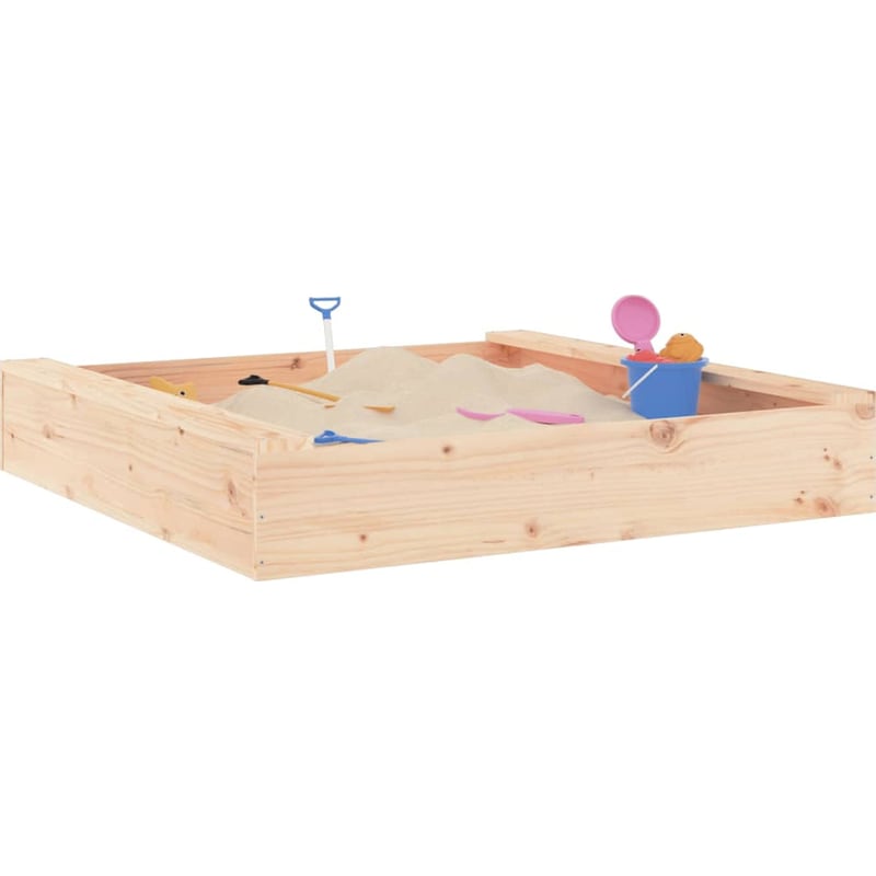 VidaXL Αμμοδόχος με Καθίσματα Τετράγωνη 111x111x20cm Ξύλινη - Φυσικό Χρώμα Ξύλου VIDAXL