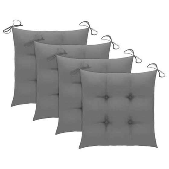 Vidaxl Καρέκλες Κήπου 4 Τεμ. Από Μασίφ Ξύλο Teak Με Γκρι Μαξιλάρια image 3