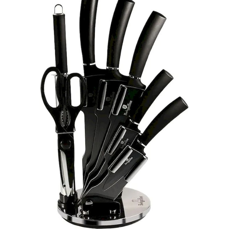Σετ Μαχαίρια Berlinger Haus Matte Black Collection από Ανοξείδωτο Ατσάλι με 360° Βάση 8 Τμχ