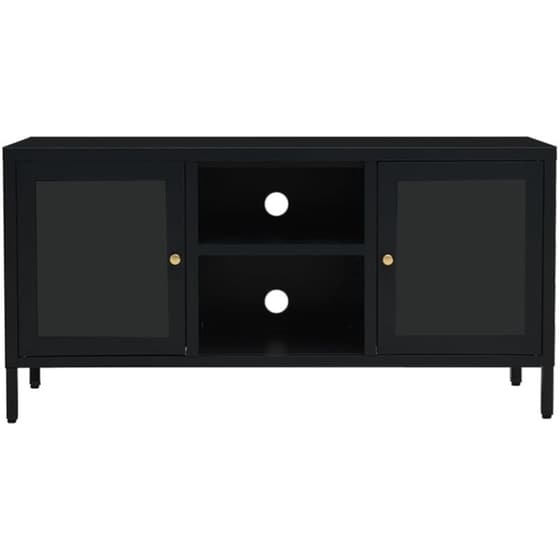 Έπιπλο Τηλεόρασης VidaXL Ατσάλι Και Γυαλί 105x35x52cm - Μαύρο image 1