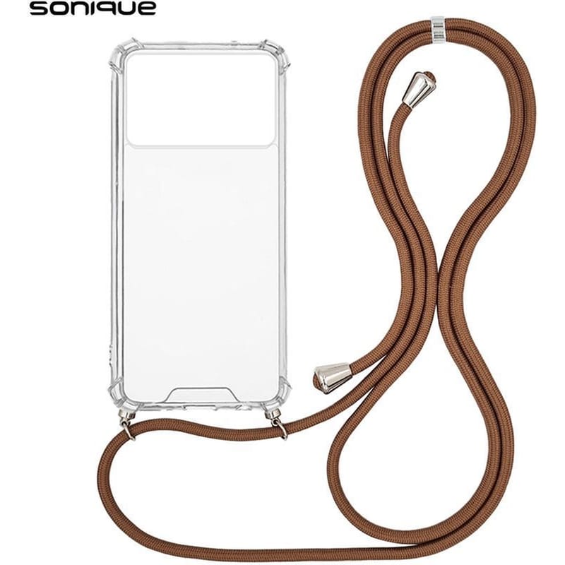 Θήκη Σιλικόνης Με Κορδόνι Sonique Armor Clear Xiaomi Poco X6 Pro 5g Καφέ