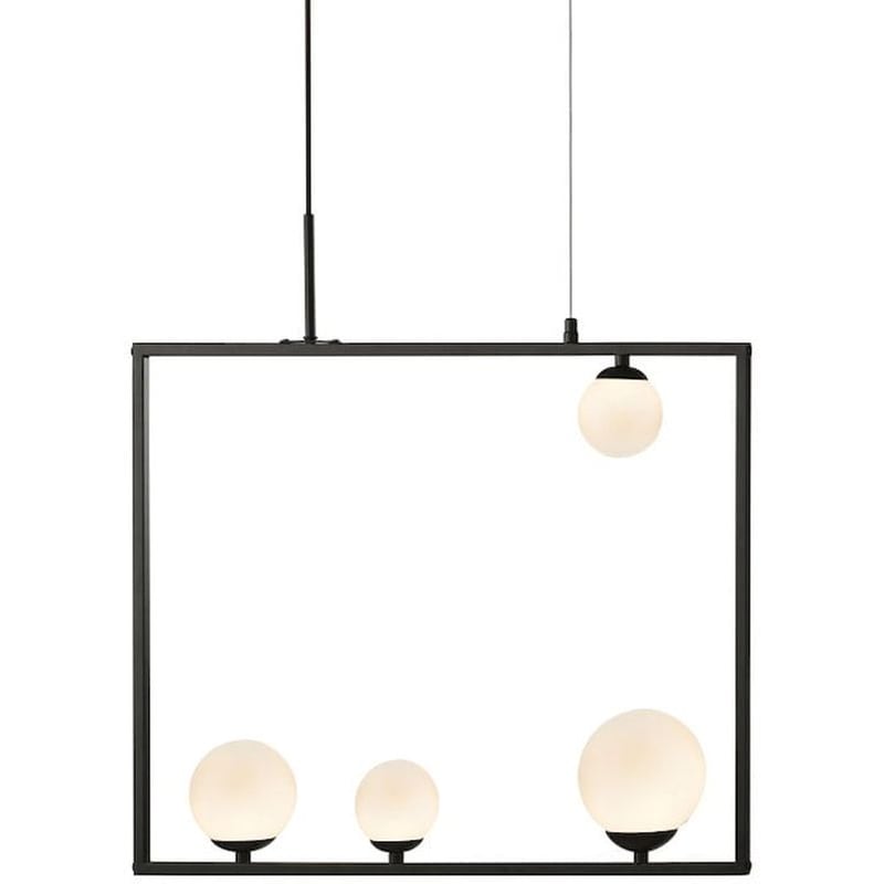 Φωτιστικό Οροφής Πολύφωτο Aca Quadro Od91644pb Γυάλινο/Μεταλλικό - Μαύρο/Λευκό