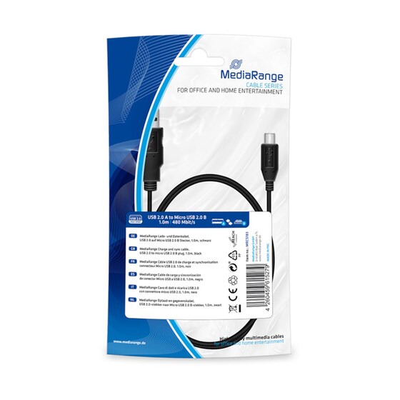Καλώδιο MediaRange micro USB Male σε USB-A Male - 0.2m image 1