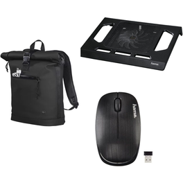 Bundle Τσάντα Laptop Ηama Merida 15.6" - Μαύρο + Ασύρματο Ποντίκι Hama MW-110 - Μαύρο + Βάση Laptop Cooler 17.3" Hama 53070 Μαύρο